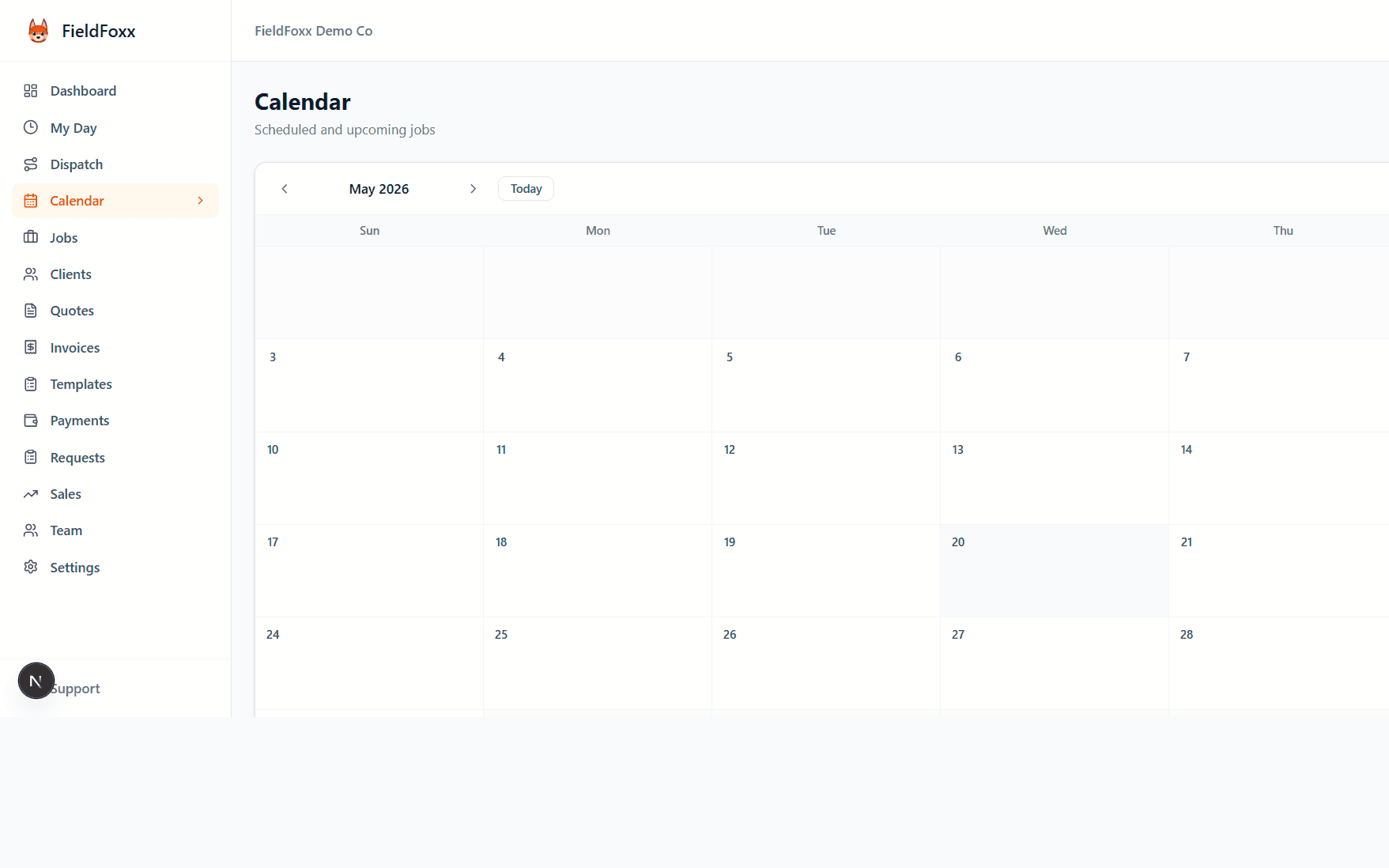 FieldFoxx calendar for skipping an electrical visit